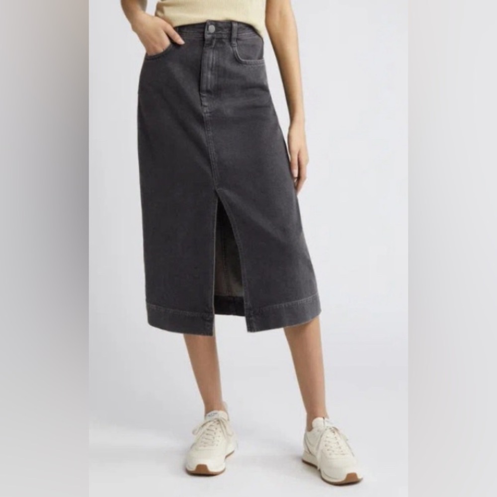 Treasure and Bond Black Denim Midi Skirt